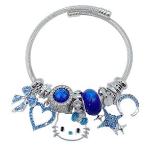 Hello Kitty Sanrio Bracelets Anime Kawaii Silver Rhinestone. NWOT